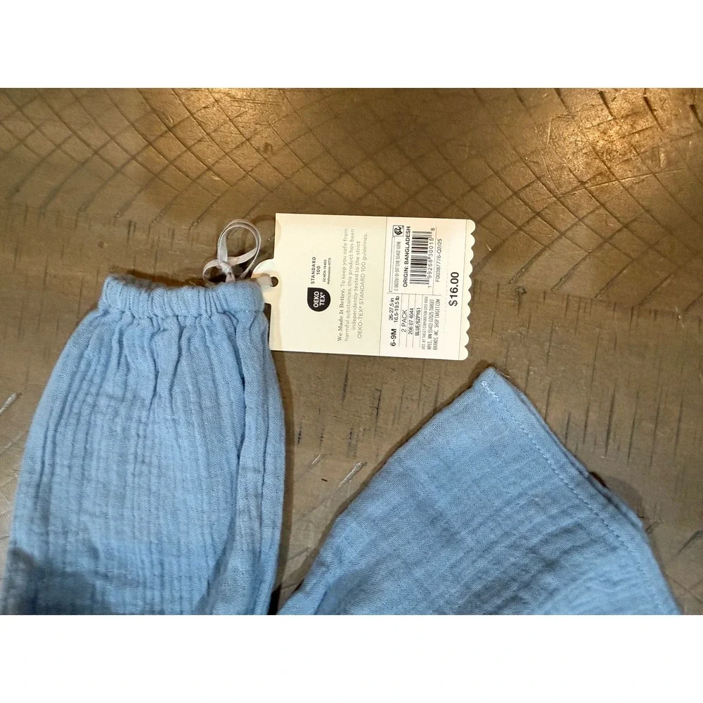 Target Blue‎ Gauze Cotton Baby Pants 2 Pack Elastic Waist 6-9M New NWT